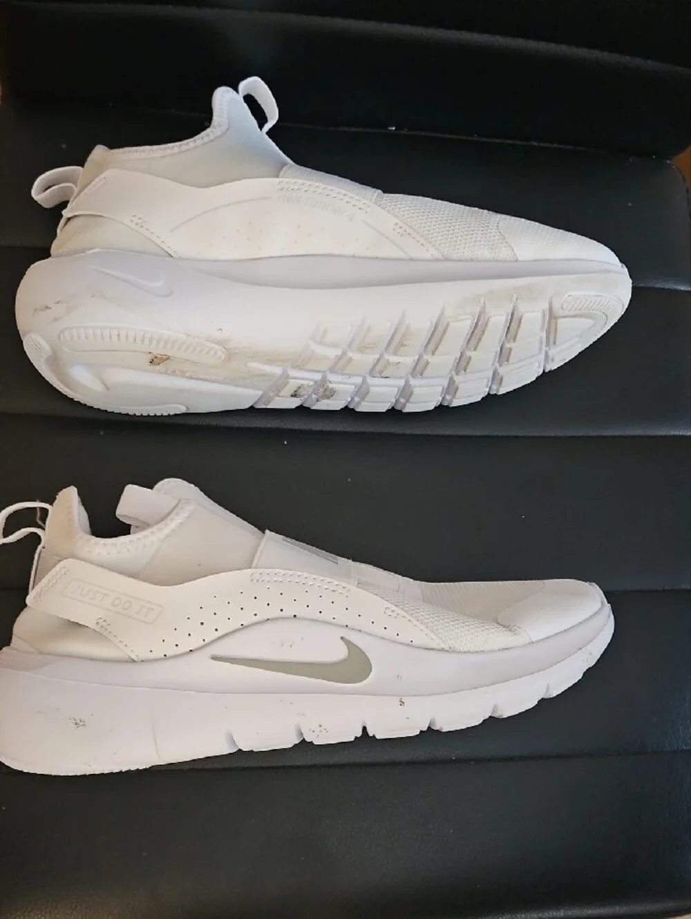 Youth Nike White Slip-On Sneakers with Elastic Strap